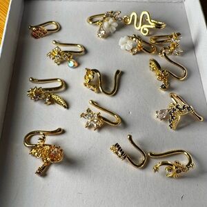 Elegant Gold and Crystal Women Nose Cuffs